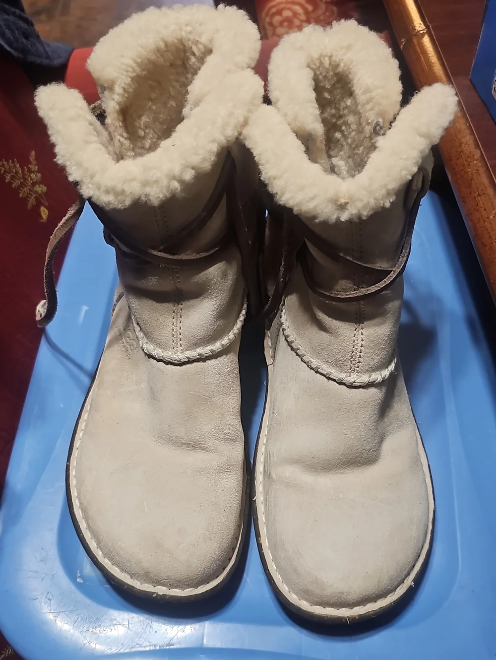 UGG Light Cream Winter Lined Slip-On Boots